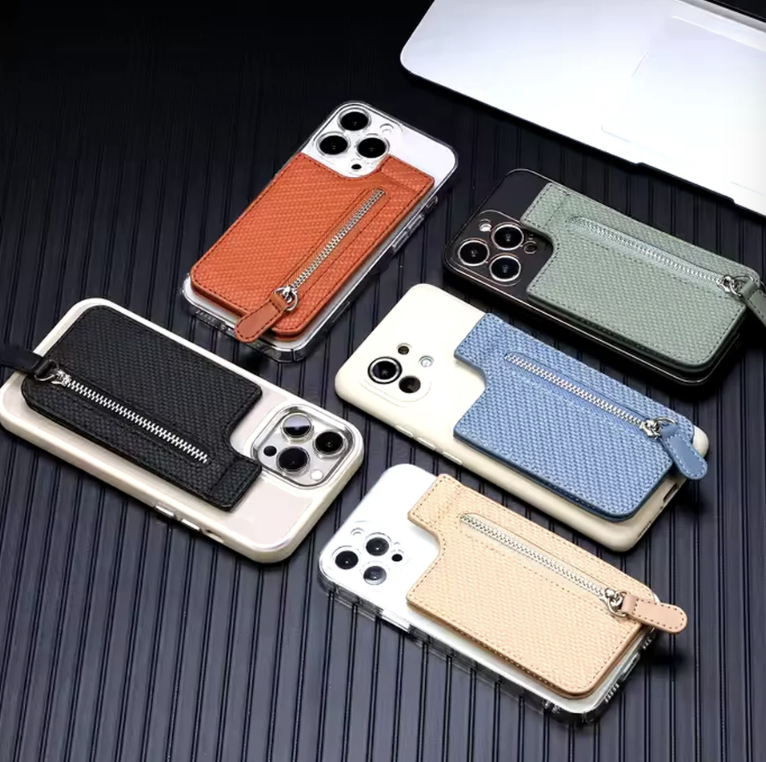 Adhesive Card Phone Holder – Zipper Pocket Wallet | Mobiléon