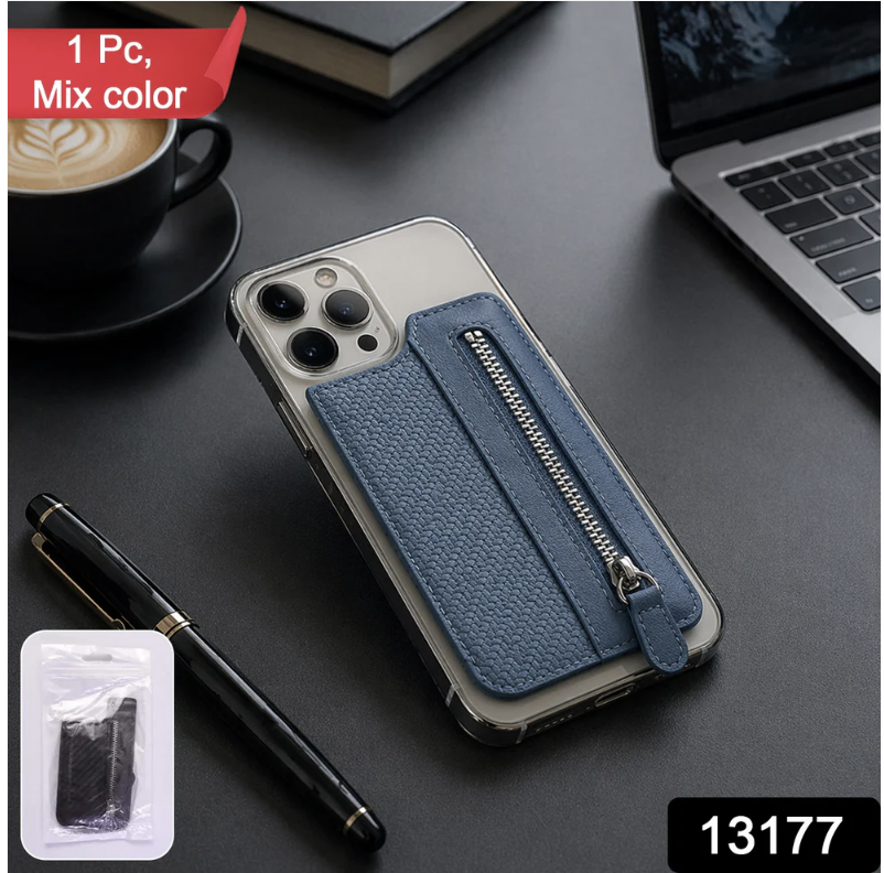 Adhesive Card Phone Holder – Zipper Pocket Wallet | Mobiléon