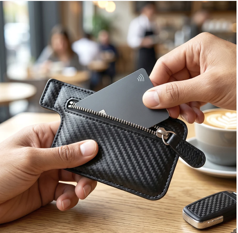 Adhesive Card Phone Holder – Zipper Pocket Wallet | Mobiléon