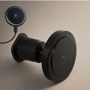 Magnetic Car Charger – Wireless Phone Mount with RGB Lights | Phonixio