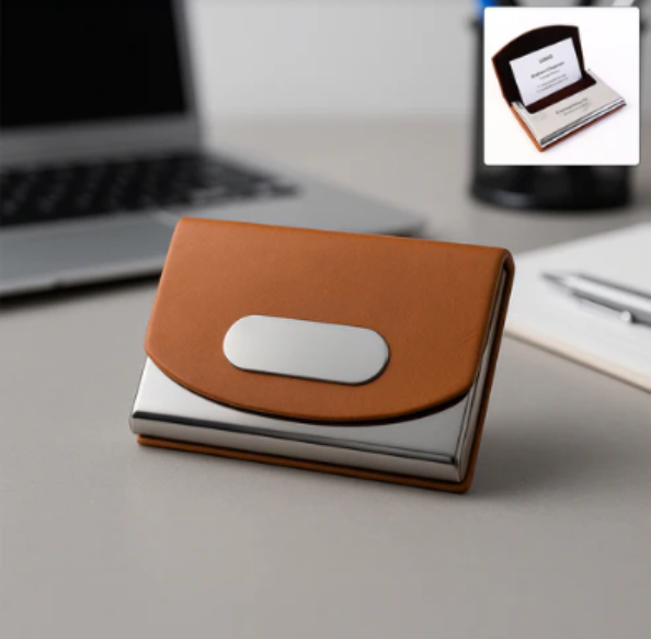 Leather Business Card Holder – Slim Magnetic Closure Case