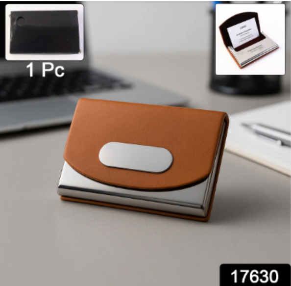 Leather Business Card Holder – Slim Magnetic Closure Case