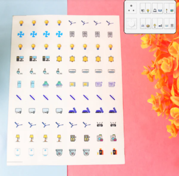 Switch Icon Sticker Sheet – 88 Visual Labels for Easy Switchboard Use
