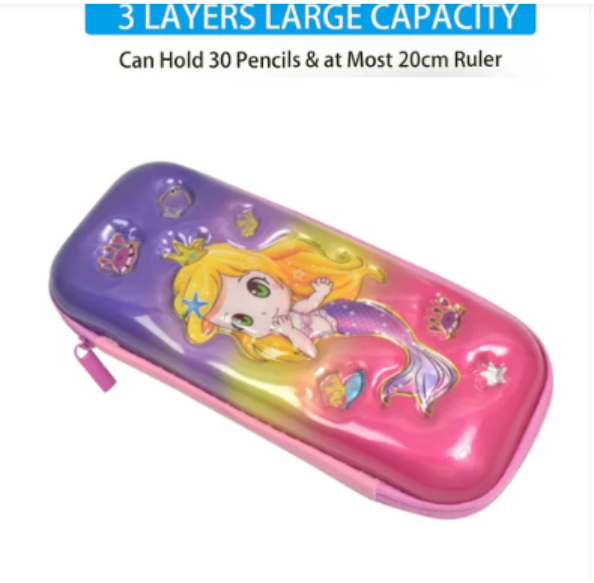 Cute Cartoon Pencil Case – Durable Hard Shell with Zipper
