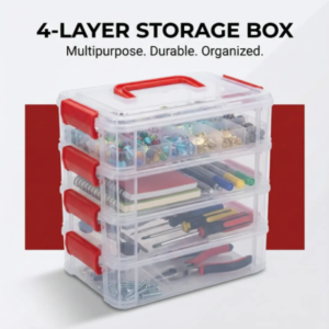 Plastic Storage Box – 4-Layer Transparent Organizer with Handle