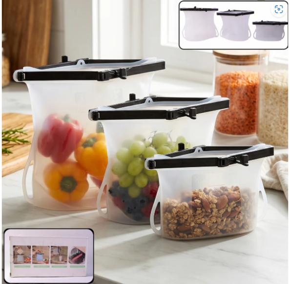 Reusable Silicone Food Bags – Set of 3 Leakproof Keepers | Tidy Table