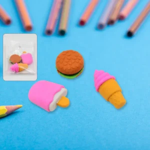 Fancy Erasers – Colourful 3 Pc Set for Kids School Supplies