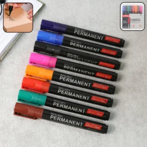Permanent Marker Set – 8 Refillable Quick-Drying Colors