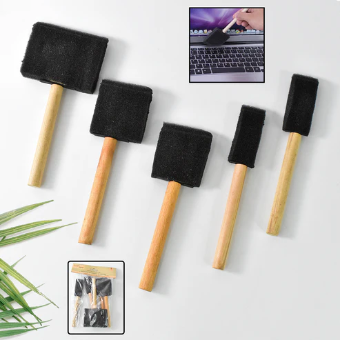 Sponge Paint Brushes – 5-Piece Set with Wooden Handles
