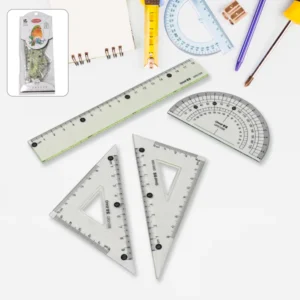Geometry Set – 4-Piece Transparent Plastic Ruler Kit