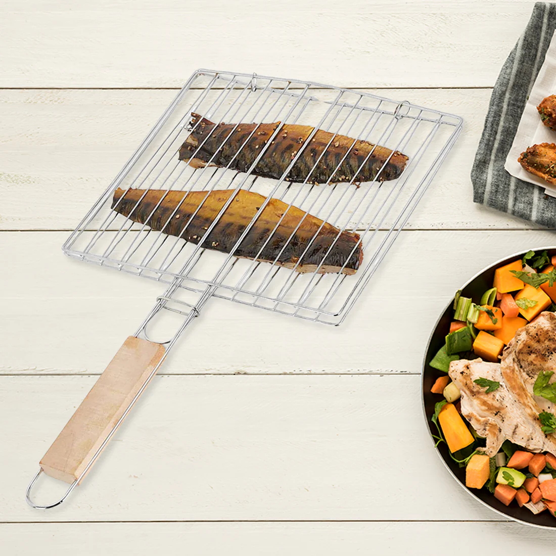Barbecue Grill – Foldable, Non-Stick with Wooden Handle | CookAura - Image 4