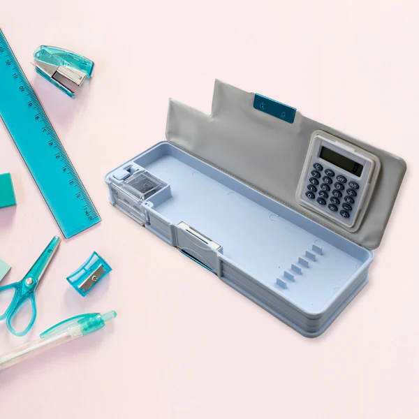 Magnetic Geometry Pencil Box – Dual Sharpener & Calculator