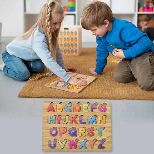 Wooden ABC Puzzle – Shapes Learning Board for Toddlers | Little Learners - Image 4