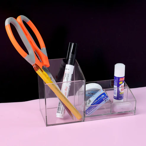 Acrylic Desk Organizer – Multi-Compartment Transparent Holder
