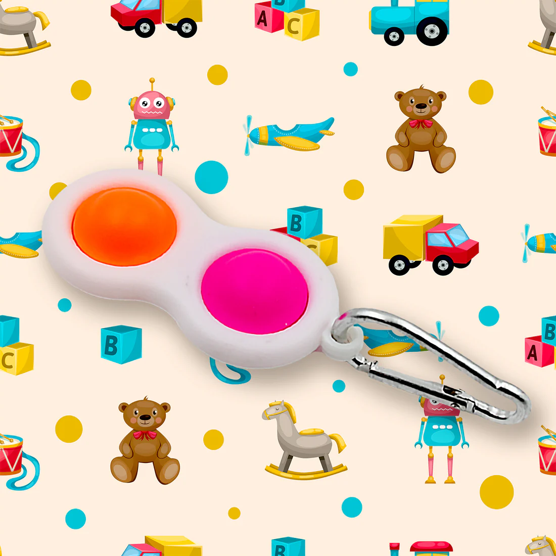 Unwind and de-stress anywhere with our vibrant Simple Dimple Fidget Toy Keychain
