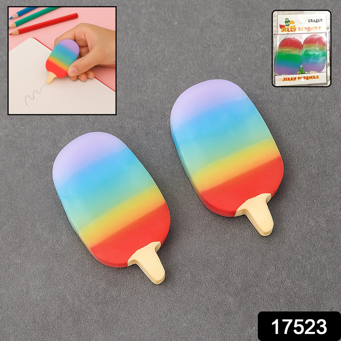 Popsicle Erasers – Cute Jelly Mini Erasers for Kids