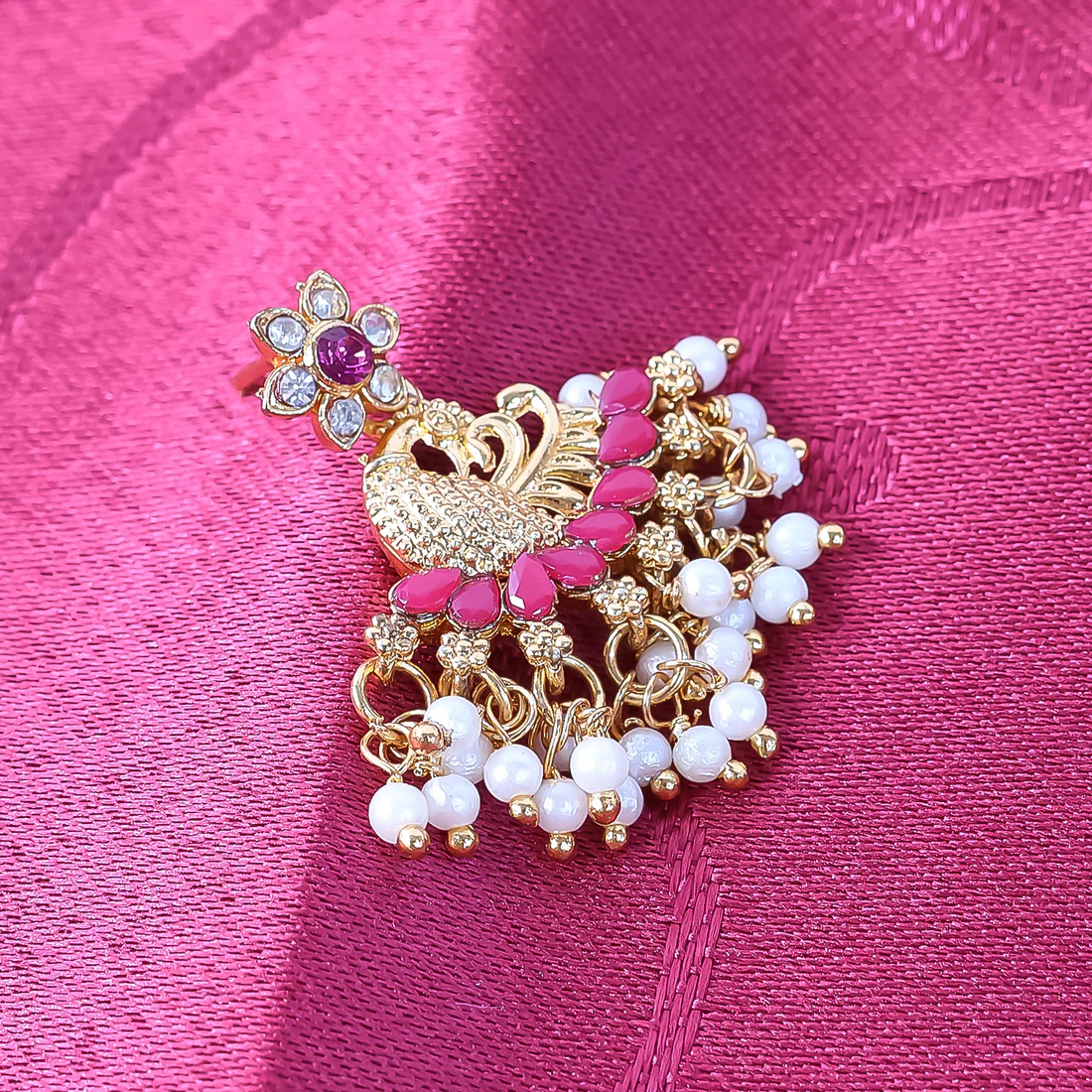 Pearl Earrings Pink Dangle – Elegant Ethnic Jewellery for Women