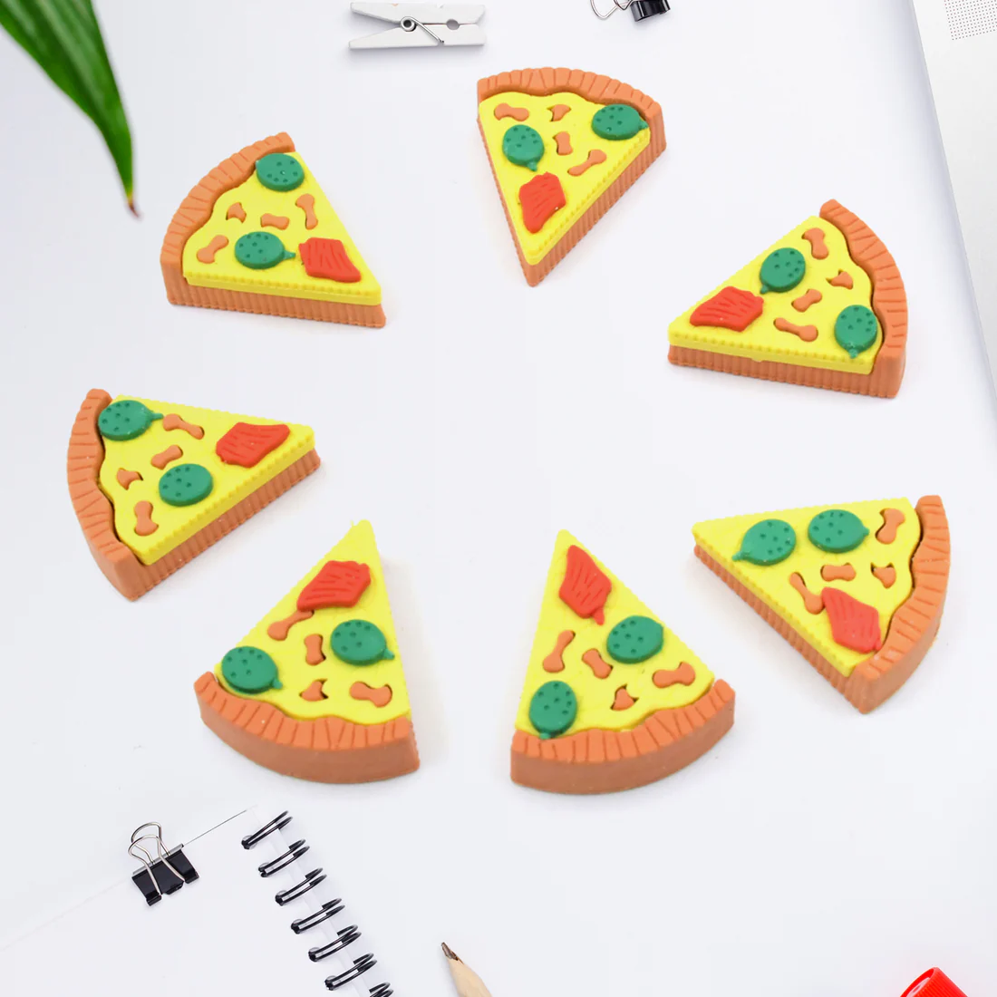 Pizza Eraser Set – Fun 3D Slices for Kids' Stationery