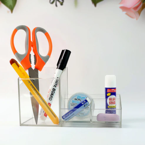 Acrylic Desk Organizer – Multi-Compartment Transparent Holder