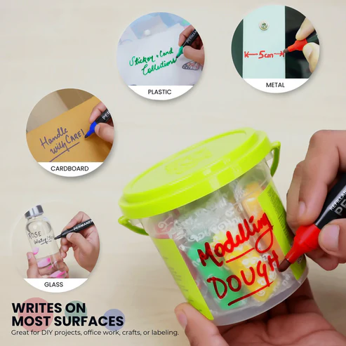 Permanent Marker Set – 8 Refillable Quick-Drying Colors