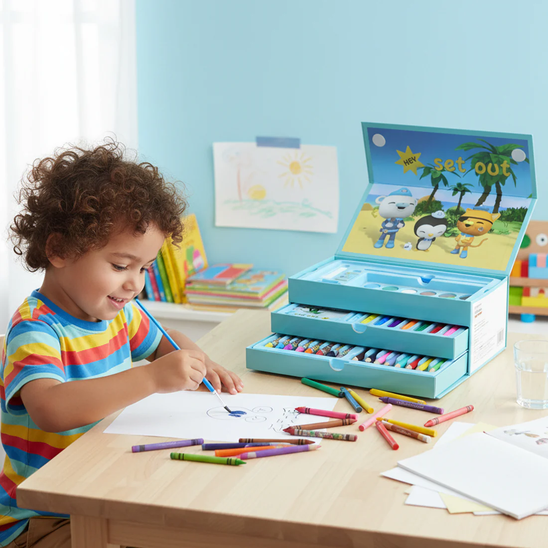 Kids Drawing Kit Box – Complete Cartoon Art Set with Colors