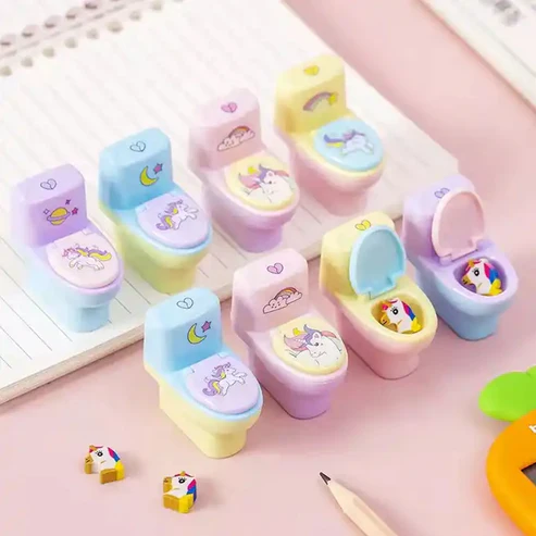 Toilet Pencil Sharpener – Fun Novelty with Eraser (2 Pc Set)