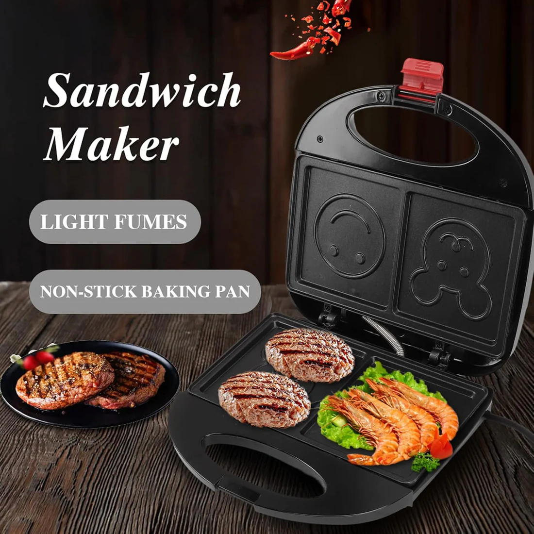 Electric Sandwich Maker – 750W Non-Stick Panini Grill | FirePot - Image 4