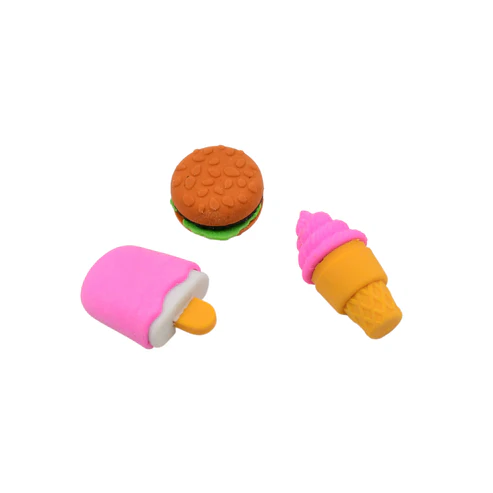 Fancy Erasers – Colourful 3 Pc Set for Kids School Supplies