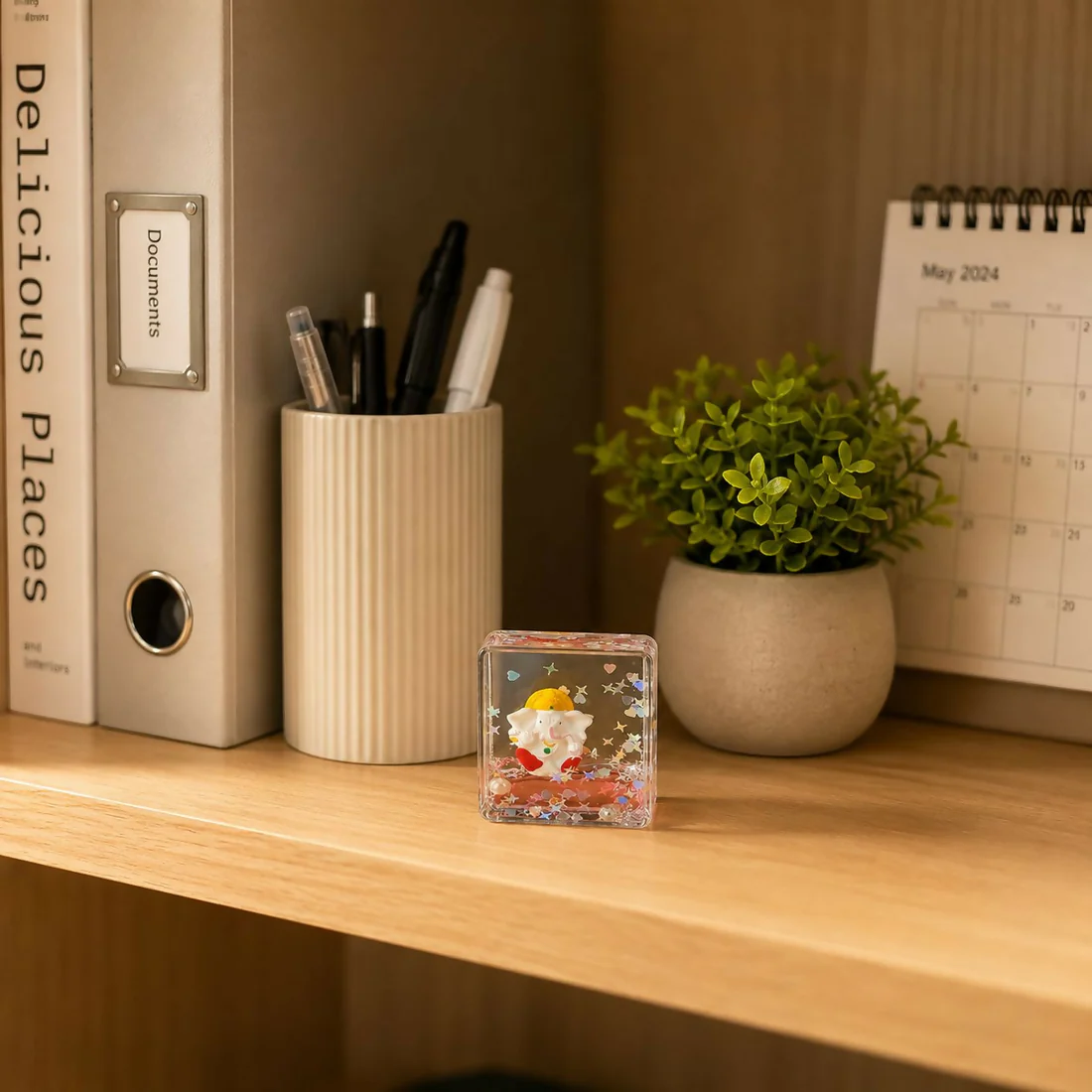 Mini Ganesha liquid glitter paper weight – Charming desk accessory