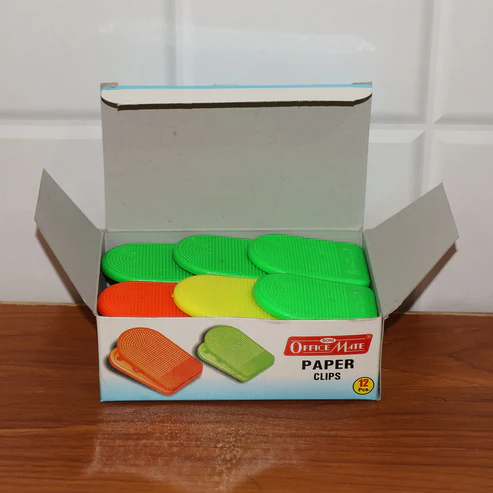 Plastic Paper Clip Set – Strong Grip & Durable Office Clips (Pack of 12)