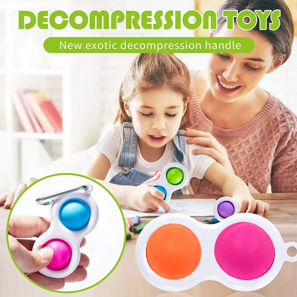 Unwind and de-stress anywhere with our vibrant Simple Dimple Fidget Toy Keychain