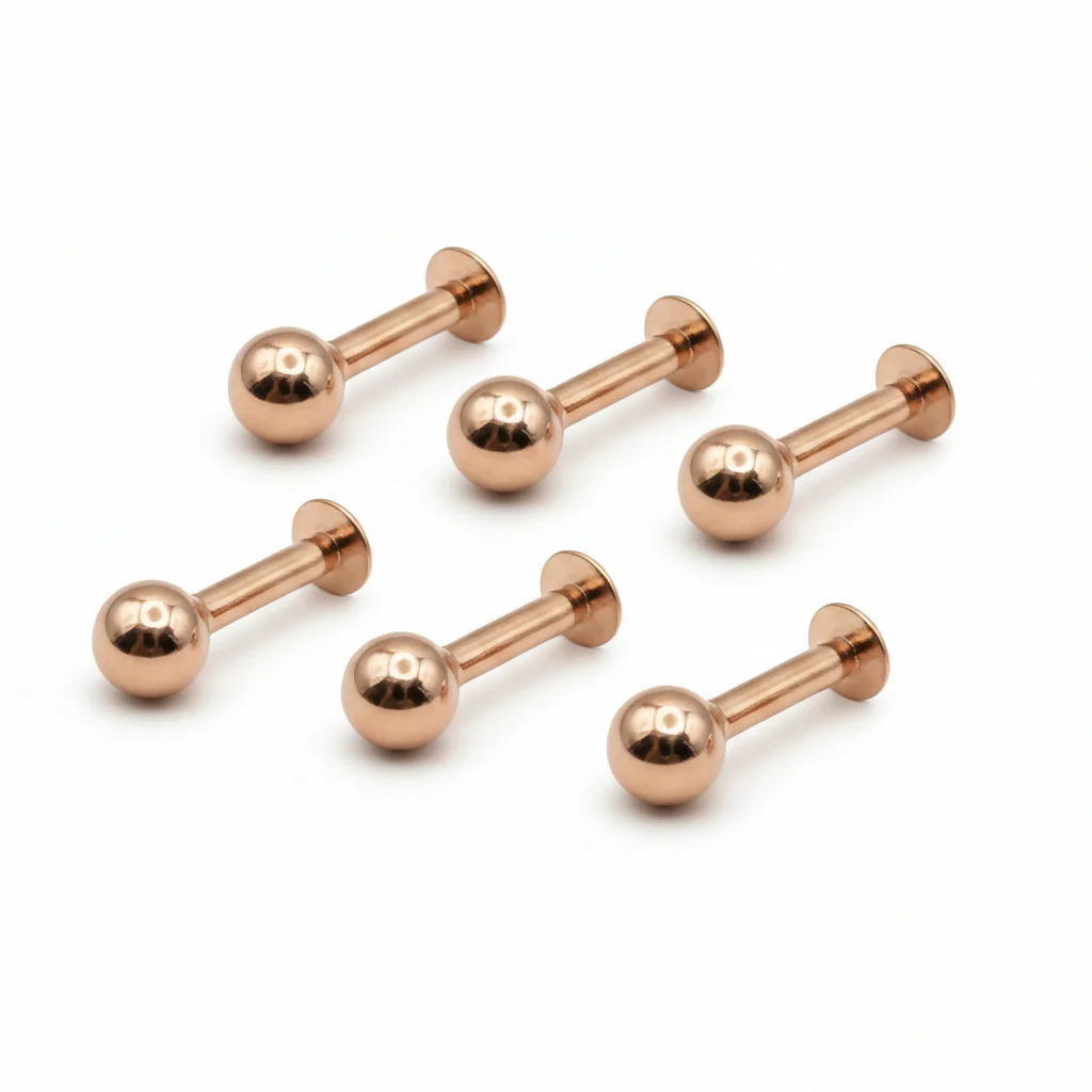 Rose Gold Flat Back Nosepin – Comfortable Pack of 6 for Women