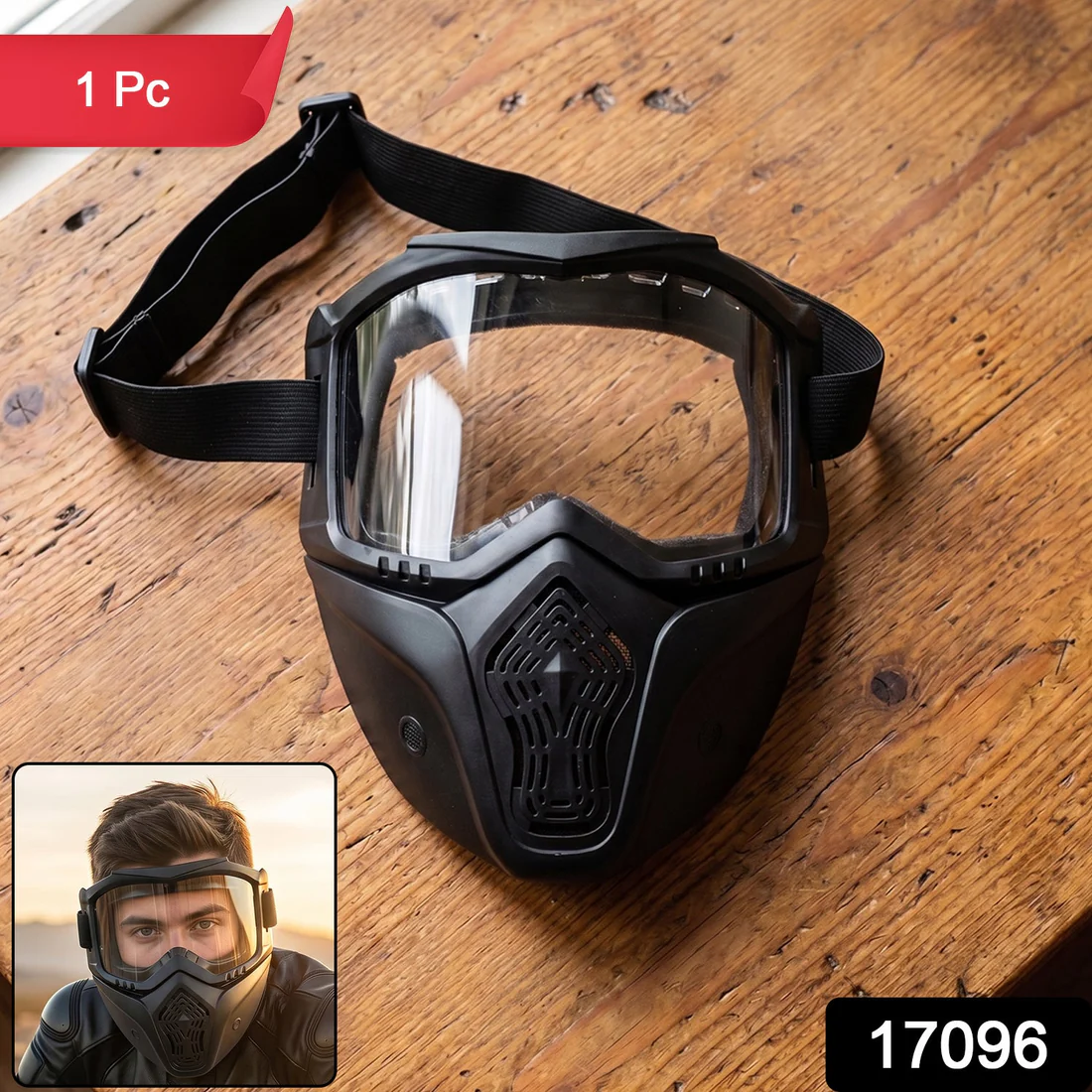 Protective Bike Goggle Face Mask – Detachable Shield for Outdoor Safety - Image 2