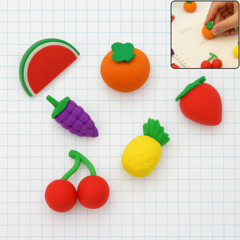 Kids Erasers Set – Colorful 3D Designs
