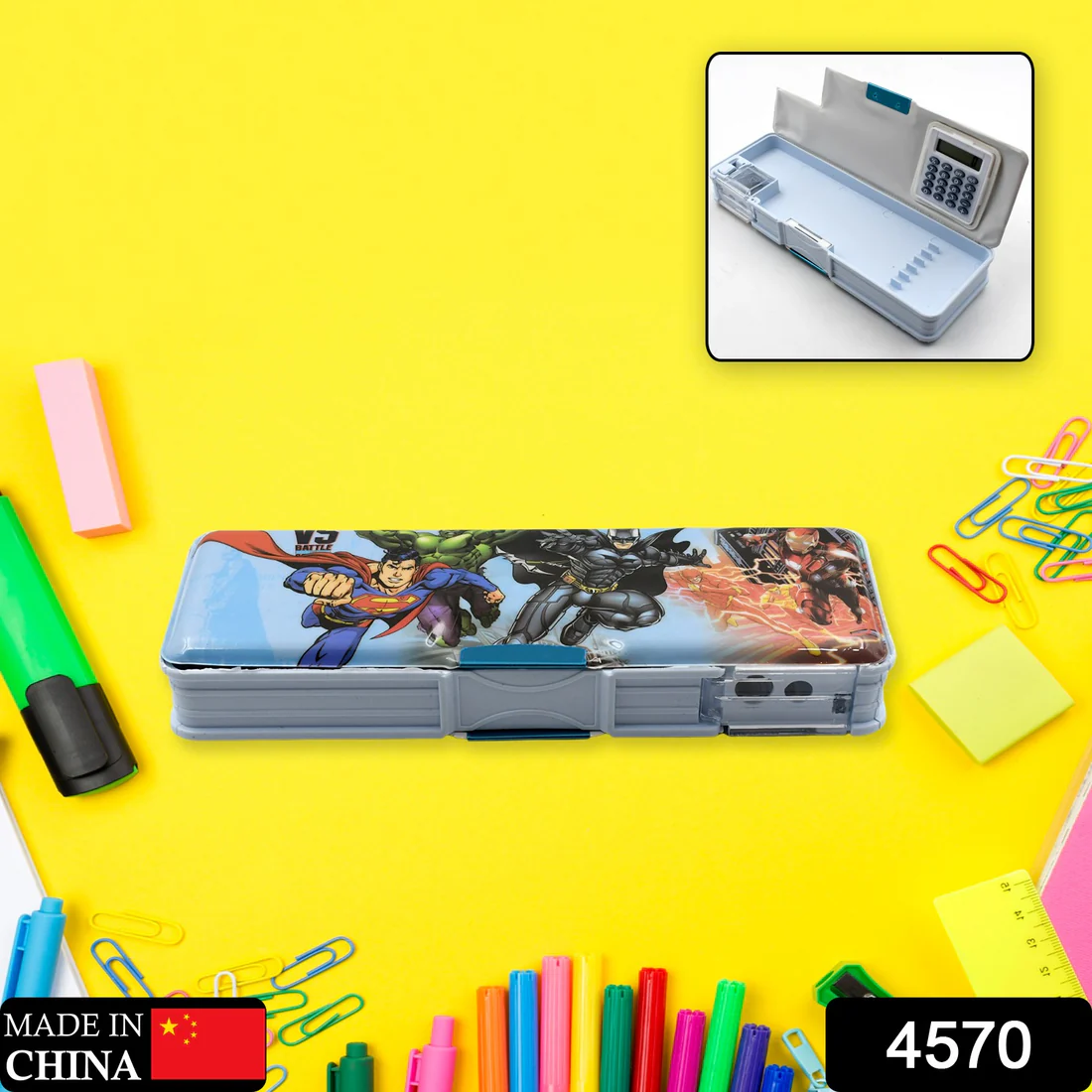 Magnetic Geometry Pencil Box – Dual Sharpener & Calculator