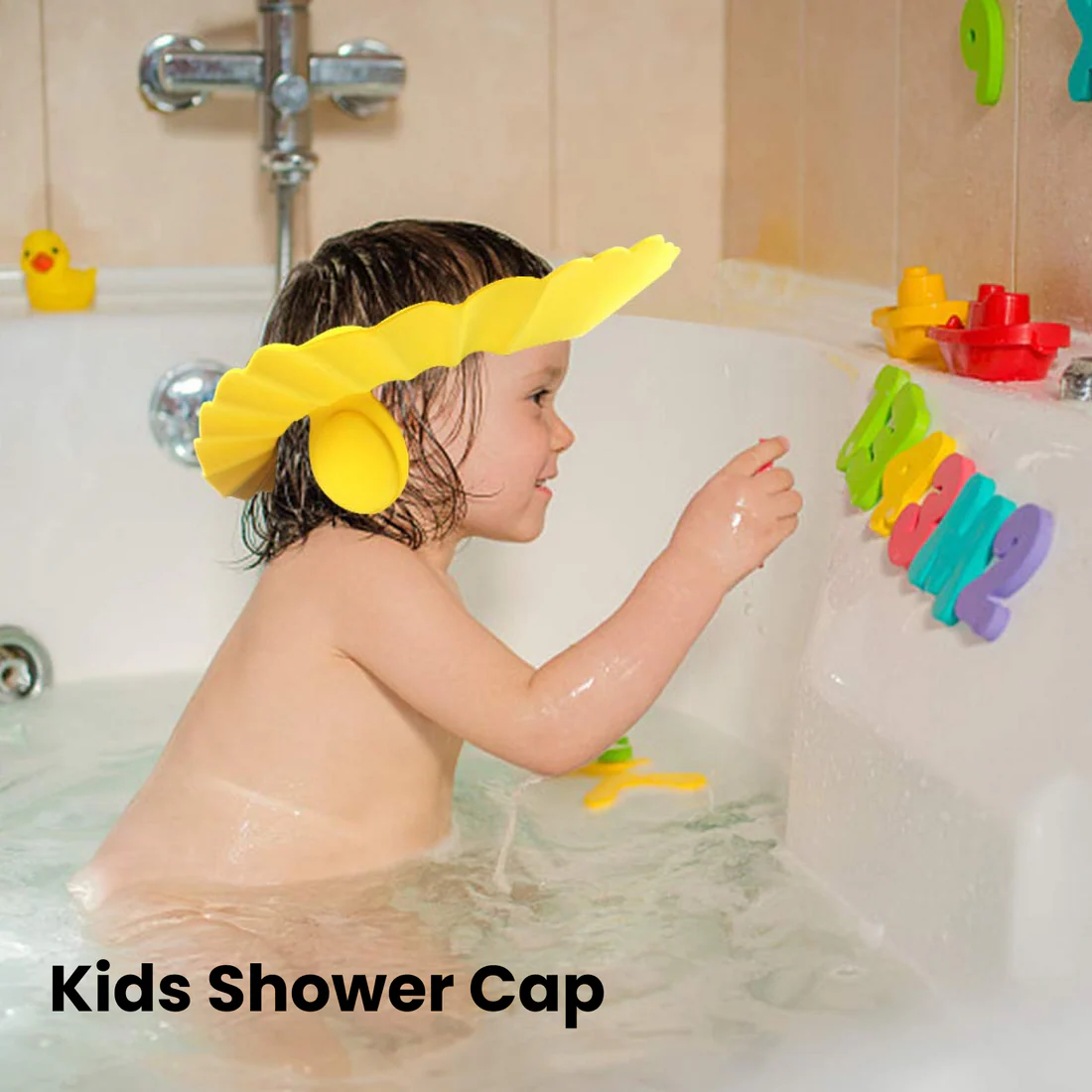 Baby Shower Cap – Adjustable Eye & Ear Protection | Mini Bubbles - Image 3