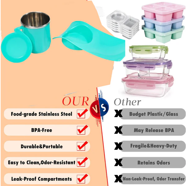 Snack Tray with Steel Cup – Multi-functional for Kids & Home | TinyTrendy - Image 3