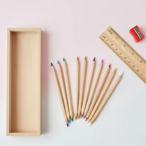 Wooden Pencil Set – 12 Pcs with Box & Sharpener