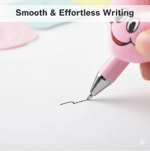 Cartoon Ballpoint Pens – 12-Pack Heart & Rattle Design