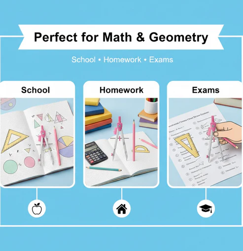 Student Geometry Compass Set – 4-in-1 Precision Drawing Kit - Image 4