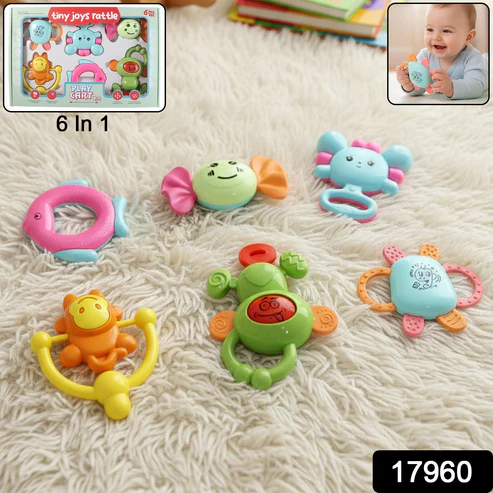 Baby Rattle Set – 6-in-1 Sensory Development Toys - Image 2