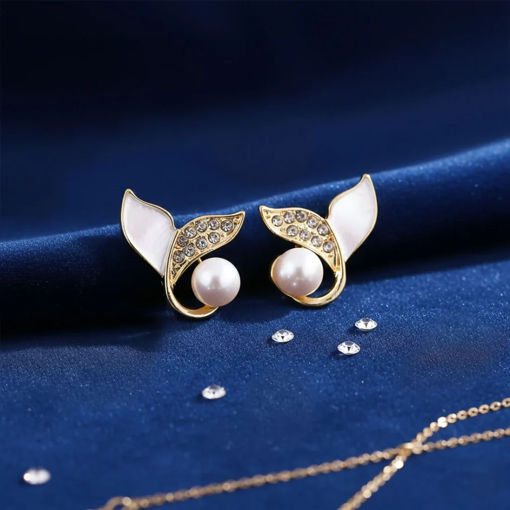 Pearl Leaf Earrings