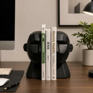 Modern Face Bookends – Stylish Home & Office Shelf Organizer