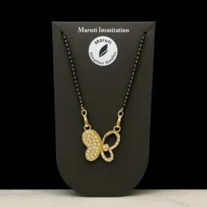 Gold-Toned Butterfly Mangalsutra – Elegant Stone Pendant Charm