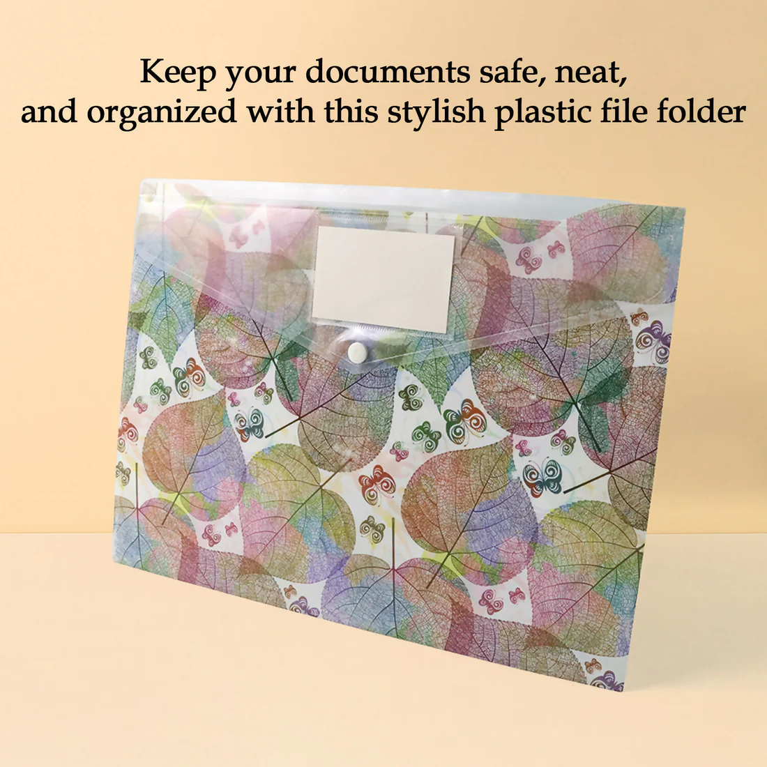 Printed A4 Document Folder – Leaf Design with Button Closure