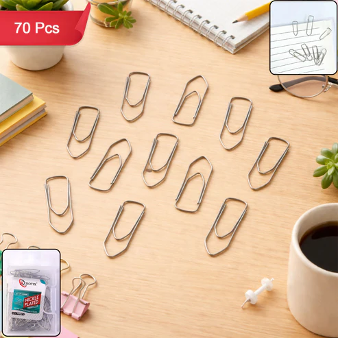 Nickel Plated Paper Clips – Strong, Rust-Resistant 70 Pack