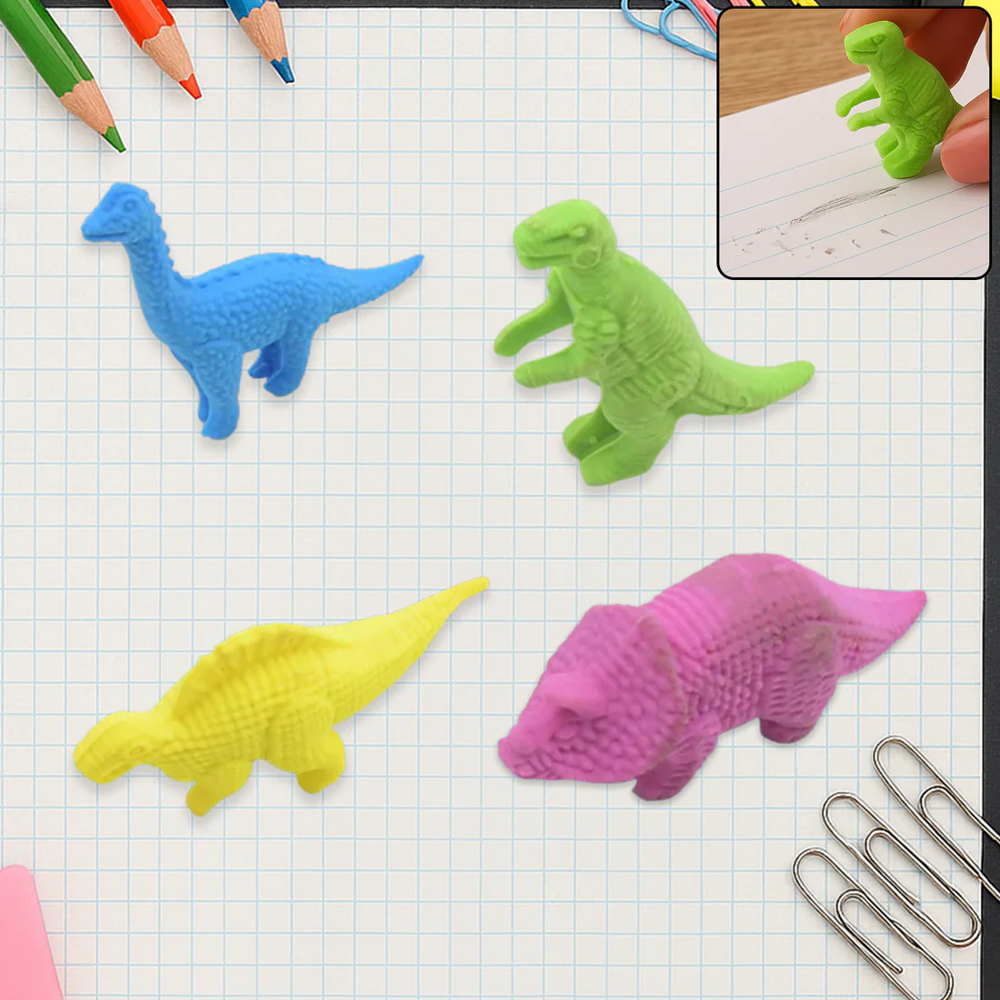 Dinosaur Erasers – Fun School Stationery for Kids
