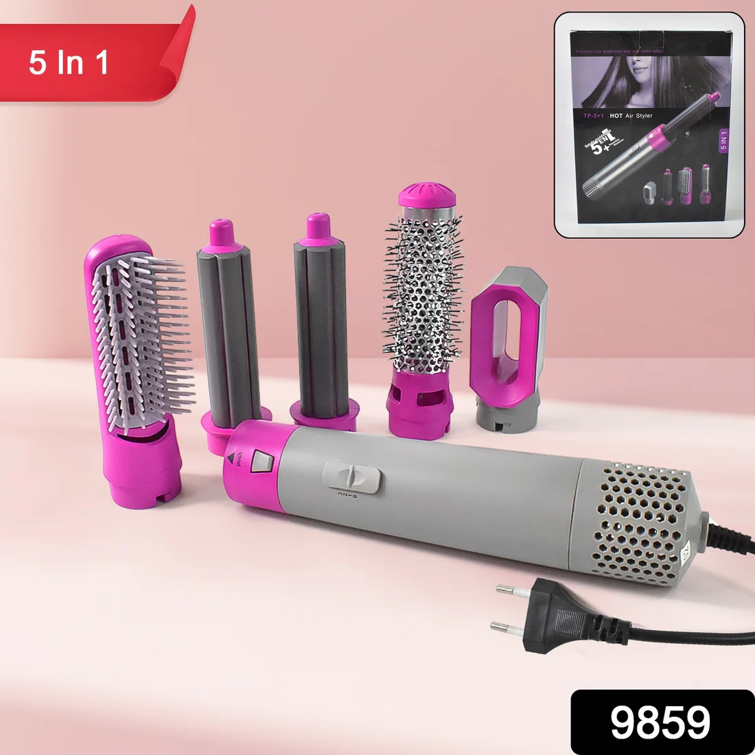The 5 In 1 Hair Dryer Brush is a multifunctional hot air styler that effortlessly straightens, curls, dries, and combs your hair.