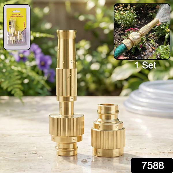 Golden Brass Garden Hose Water Nozzle Spray Gun with Quick Connect... - Image 5