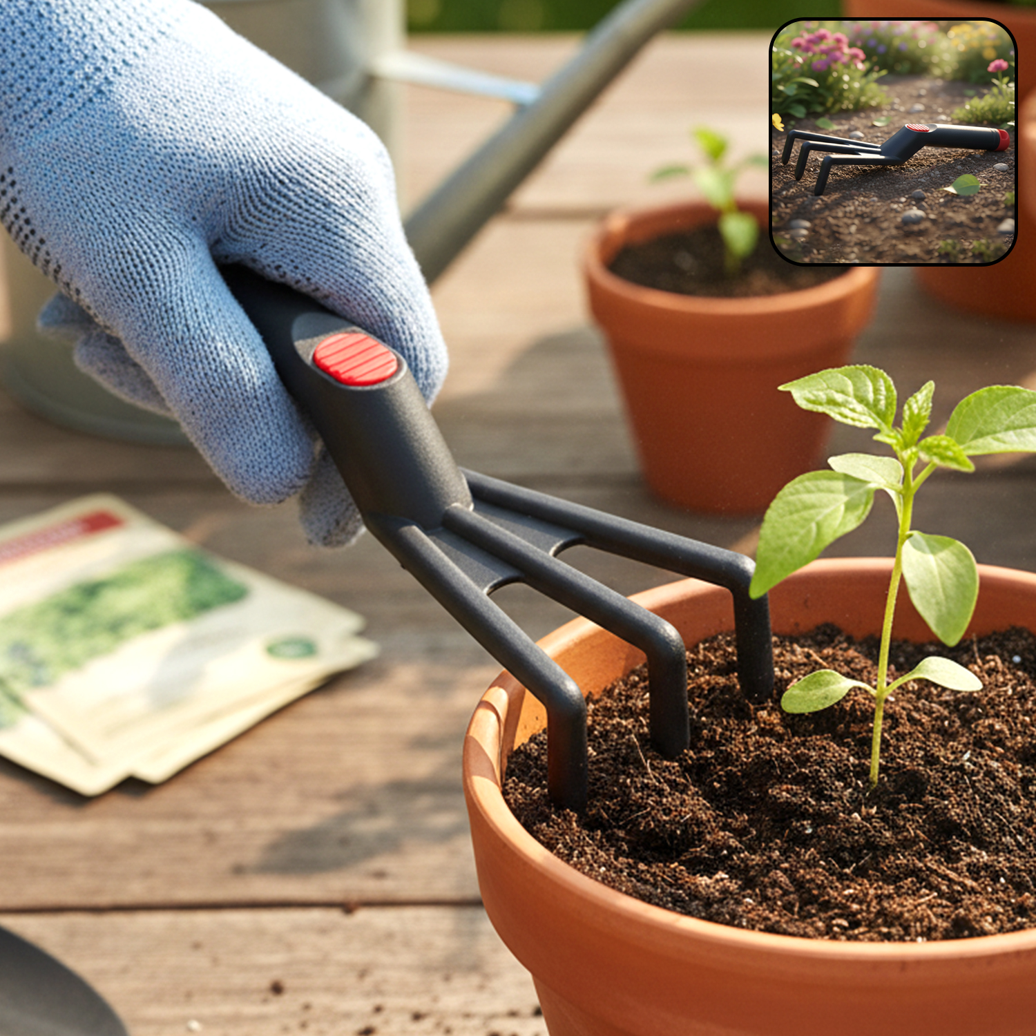 Hand Garden Cultivator Rake Plastic Gardening Tool (1 Pc 27 Cm) - Image 3